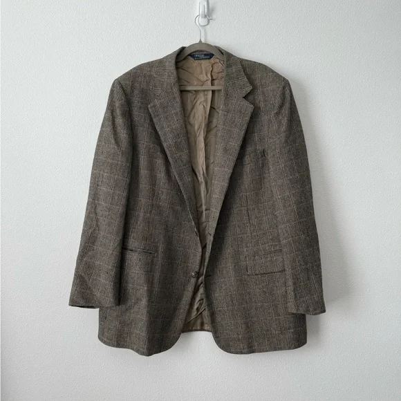 Ralph Lauren Beige and Black Houndstooth Blazer